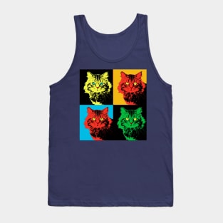 CAT POP ART  yellow red green Tank Top